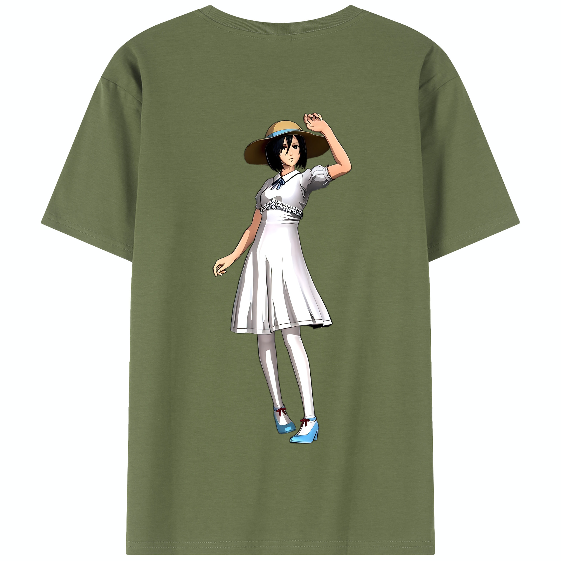 （画像用） 進撃の巨人 ミカサ·アッカーマン Attack on Titan Mikasa Ackerman 綿100％半袖Tシャツ（背面プリント）